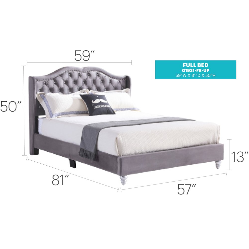 Glory Furniture Joy Full Bed in Gray Color. Picture 15
