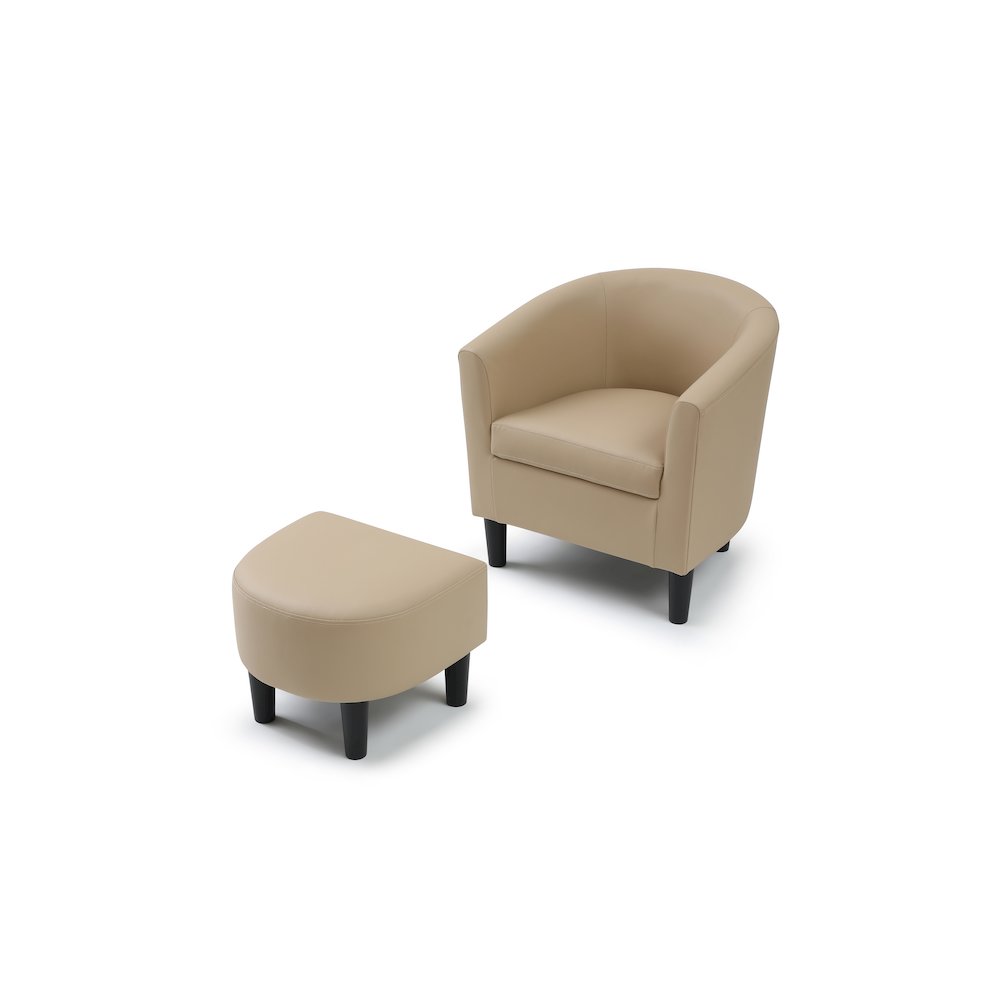 Accent Chair with Ottoman Set, Compact Lounge Chair for Bedroom, Beige. Picture 4