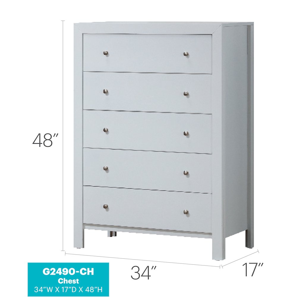 Glory Furniture Burlington Chest in White Color. Picture 8