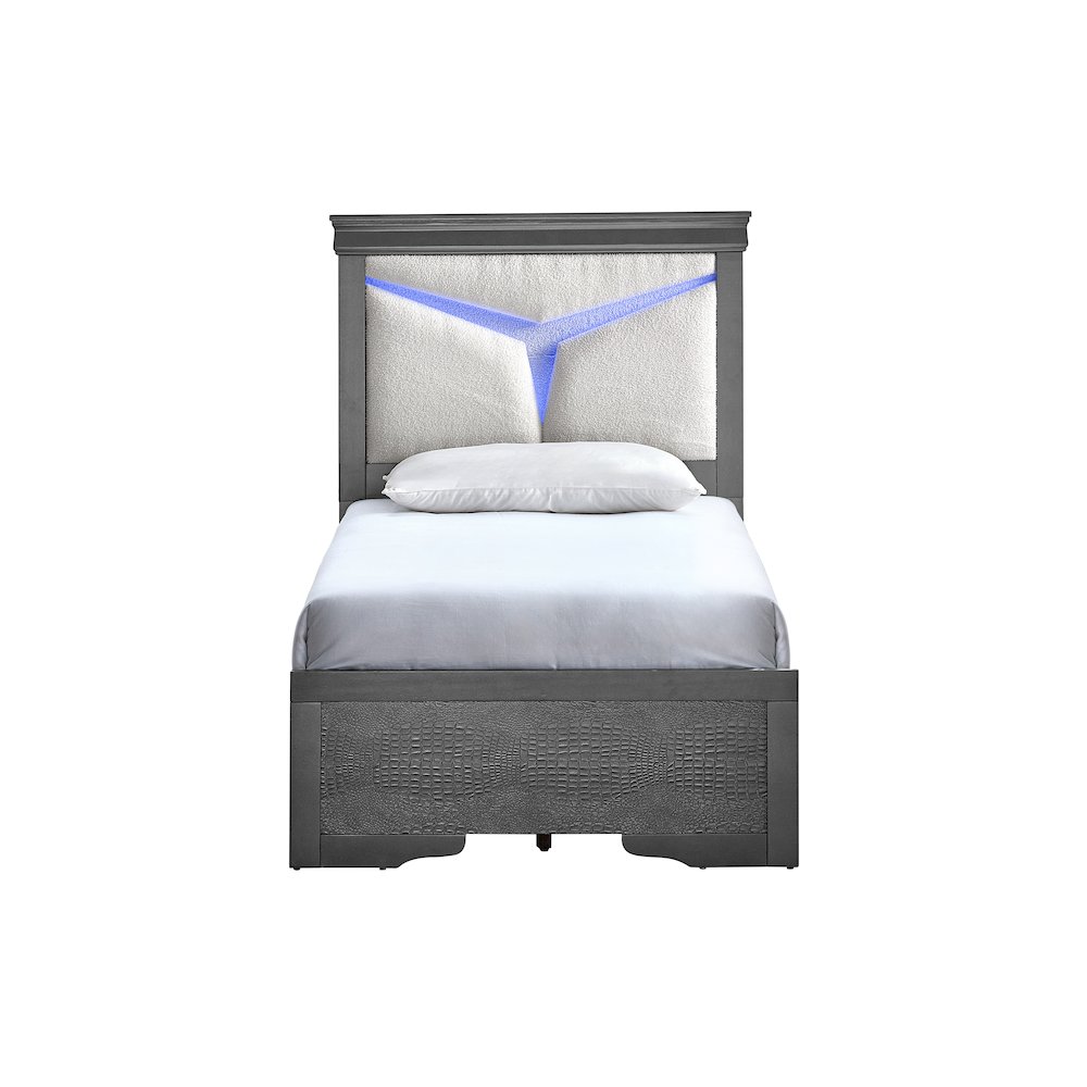 Glory Furniture Lorana Twin Bed, Gunmetal Gray Color. Picture 5