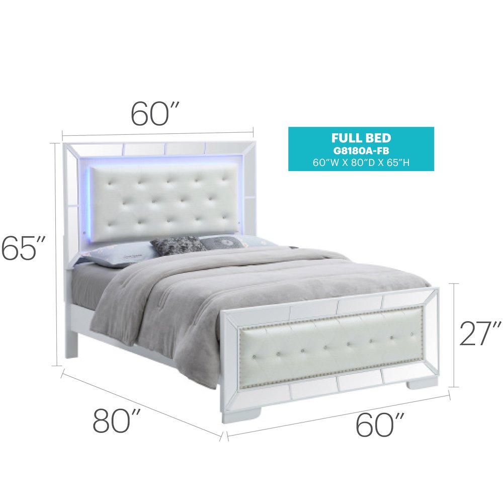 Glory Furniture Hollywood_Hills Full Bed in White Color. Picture 2