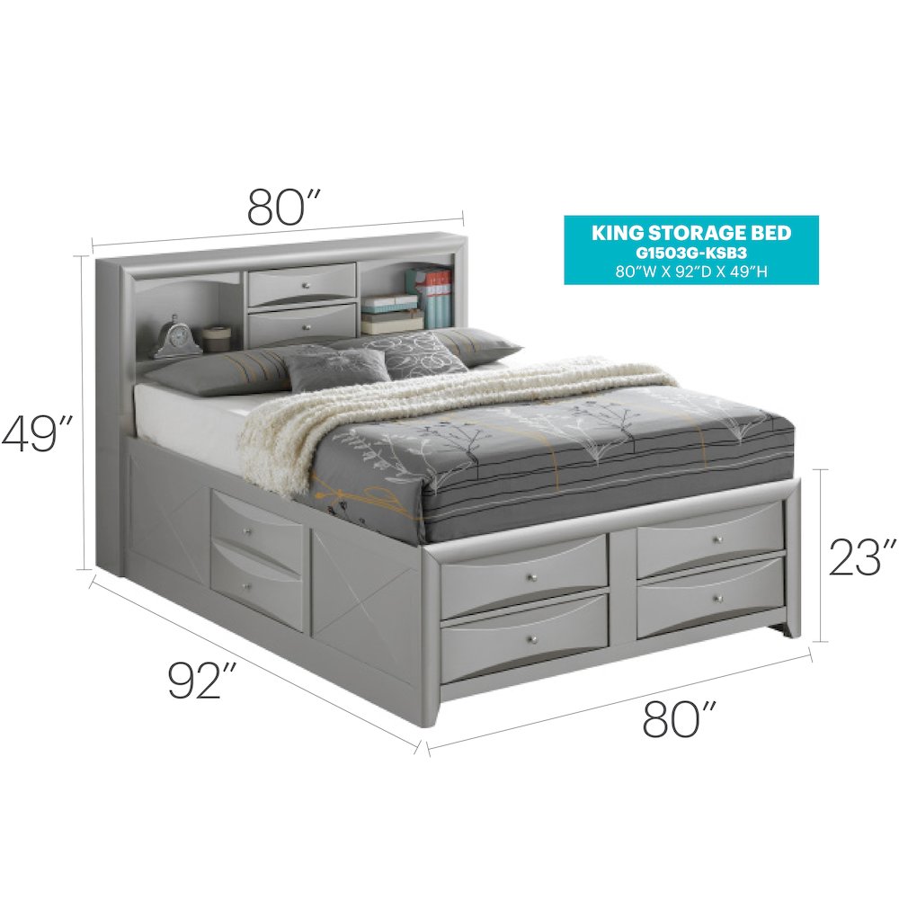 Glory Furniture Marilla King Storage Bed in Champagne Color. Picture 3