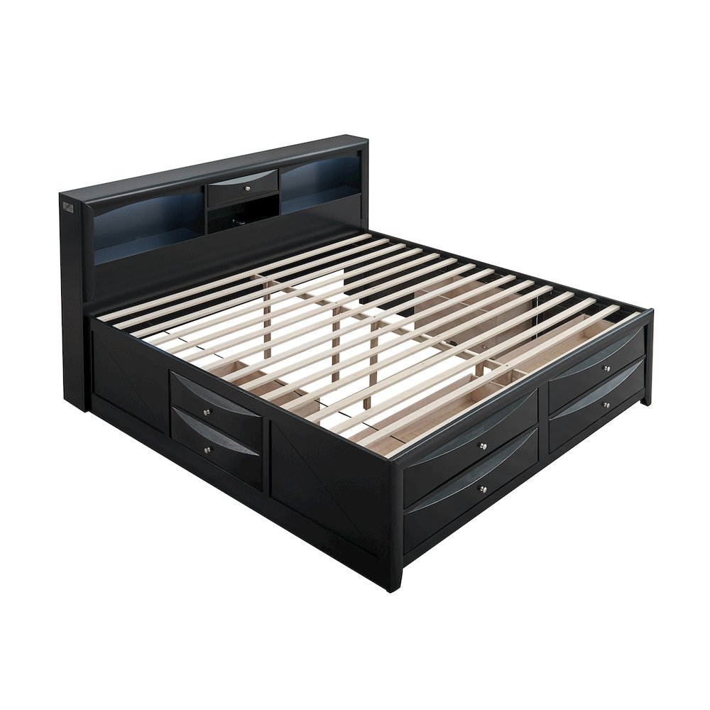 Platform Bed Frame with Headboard, Modern Wooden Bed Frame Bedroom, Black, Full. Picture 5