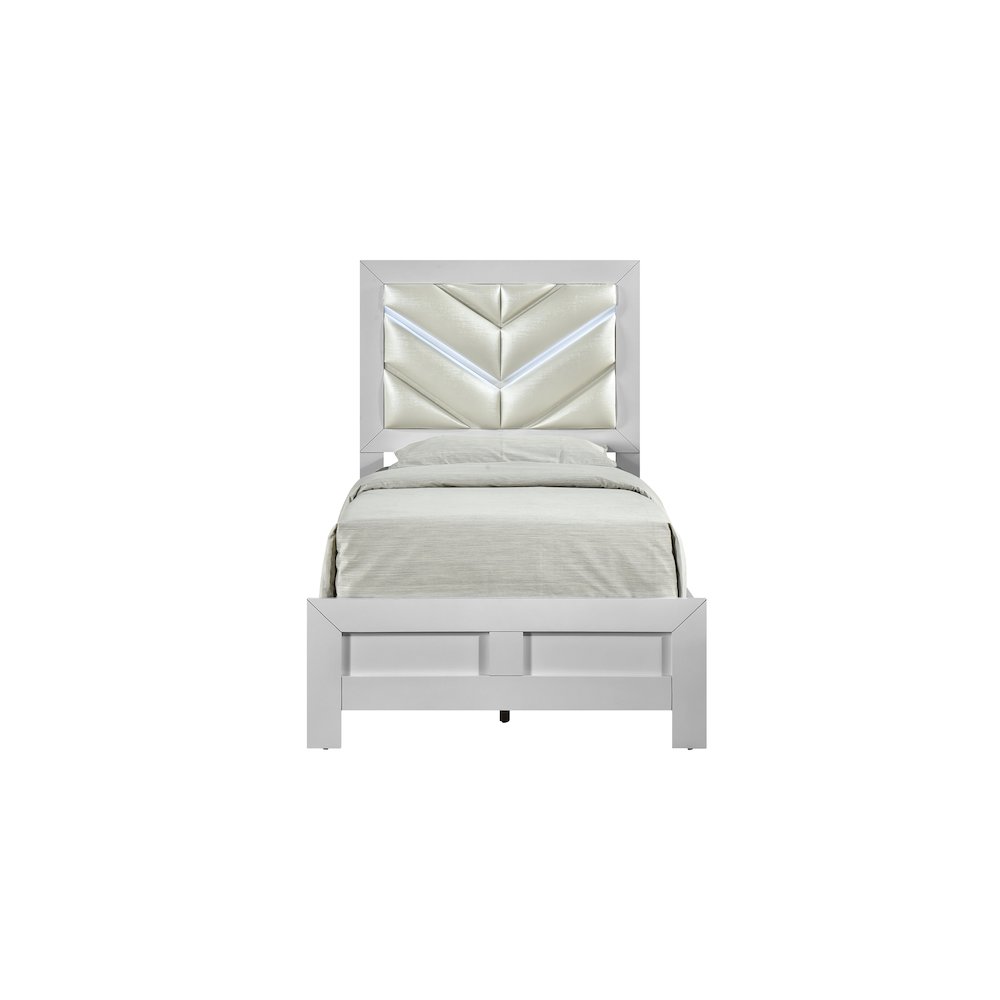 Glory Furniture Moreland Twin Bed, Sparkling White. Picture 5