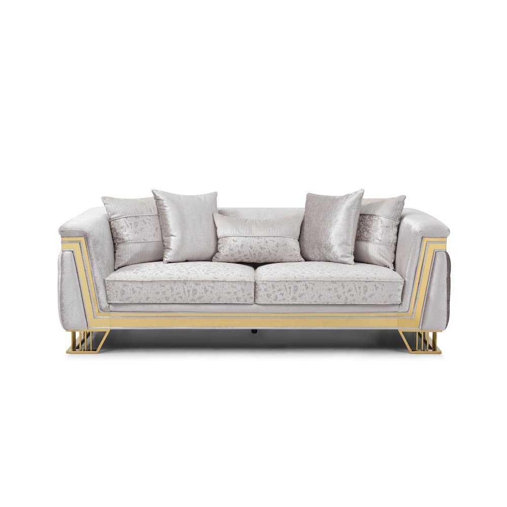 Glory Furniture Rebecca Sofa, Shiny Silver. Picture 3
