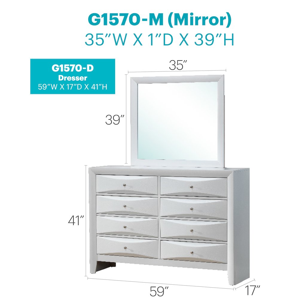 Glory Furniture Marilla Dresser in White Color. Picture 8