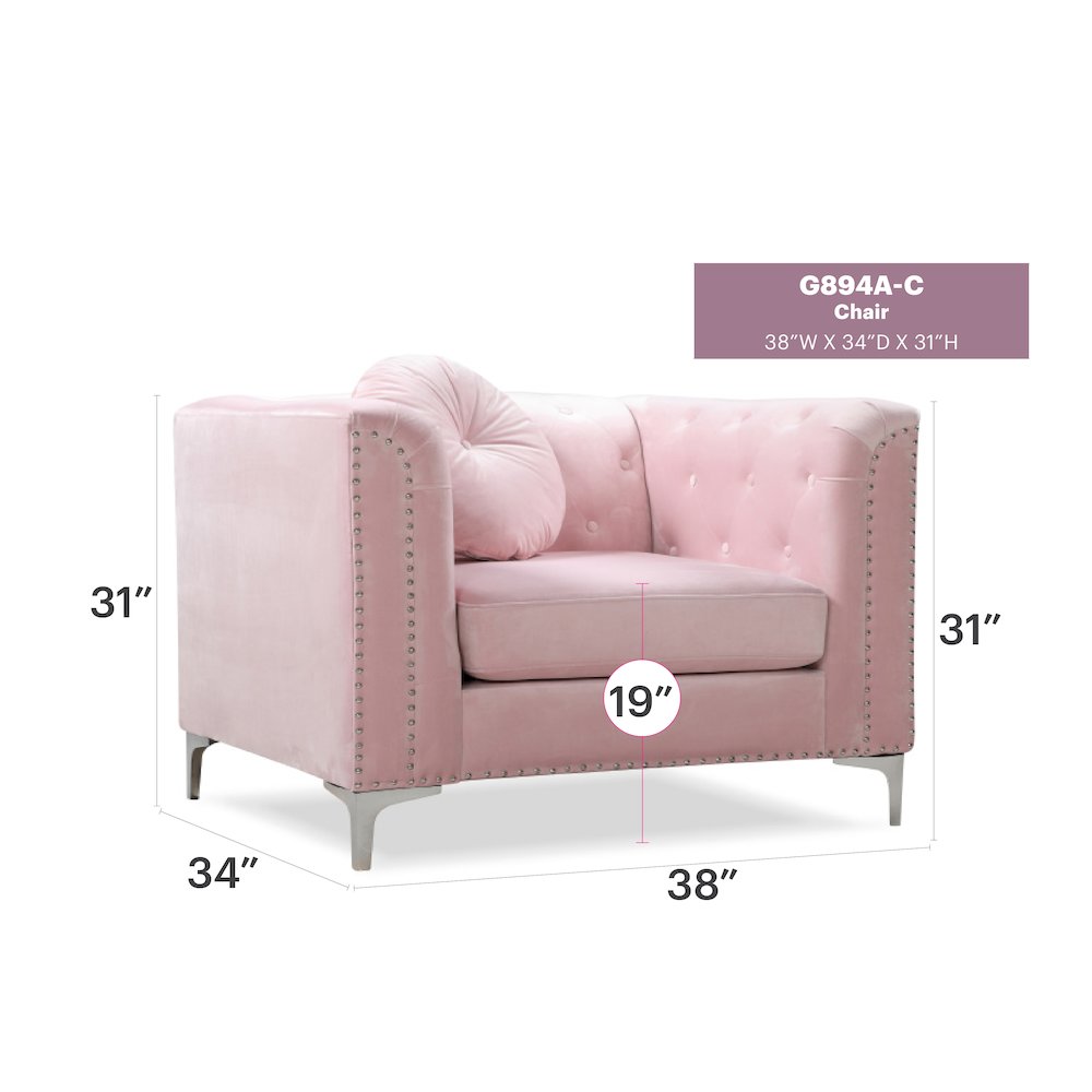 Glory Furniture Pompano Accent Chair in Pink Color. Picture 9