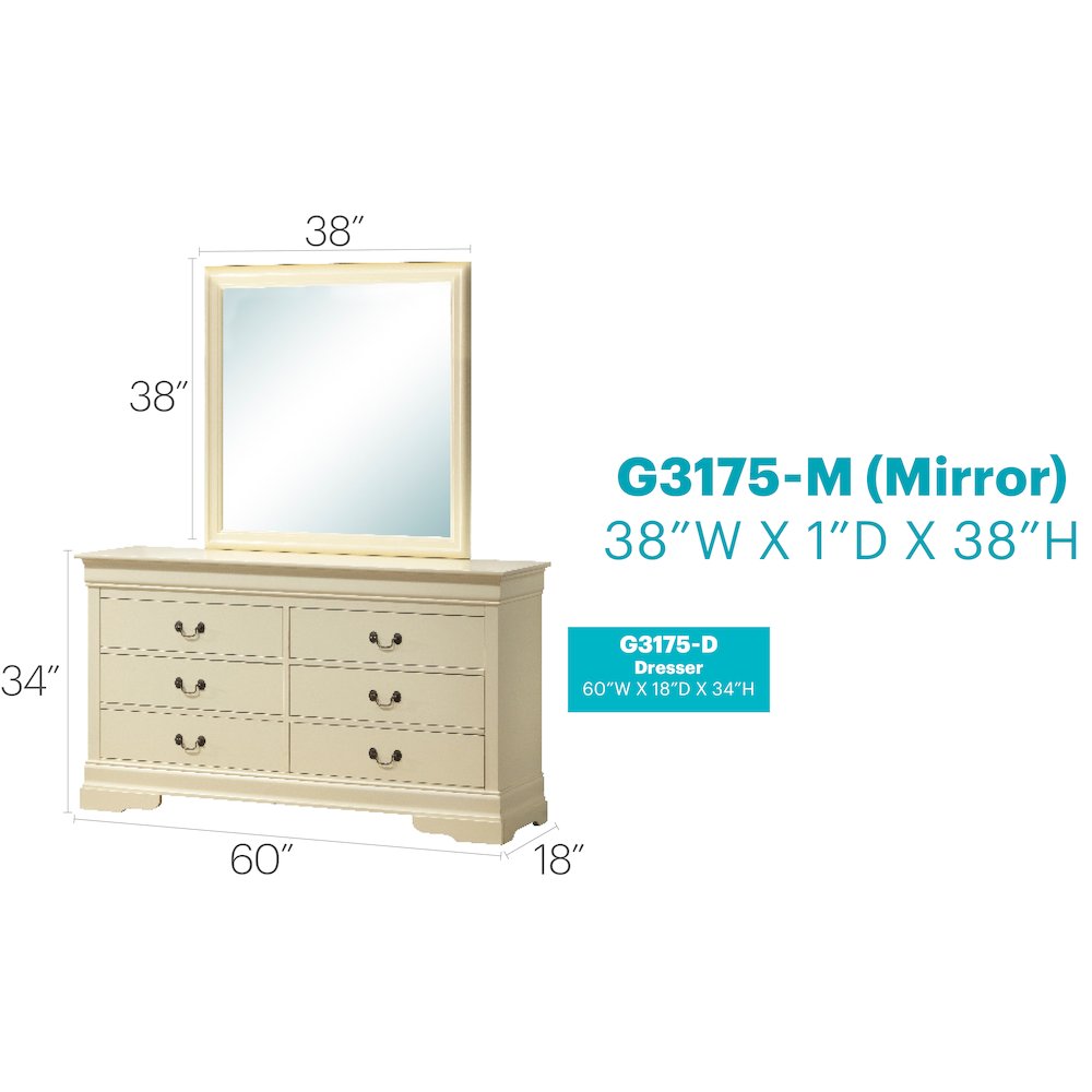 Glory Furniture Louis Phillipe Dresser in Beige Color. Picture 8