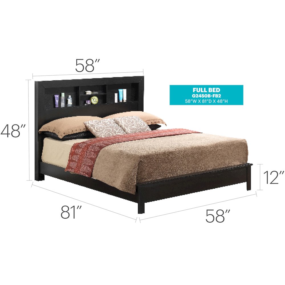 Glory Furniture Burlington Full Bed in Black Color. Picture 3