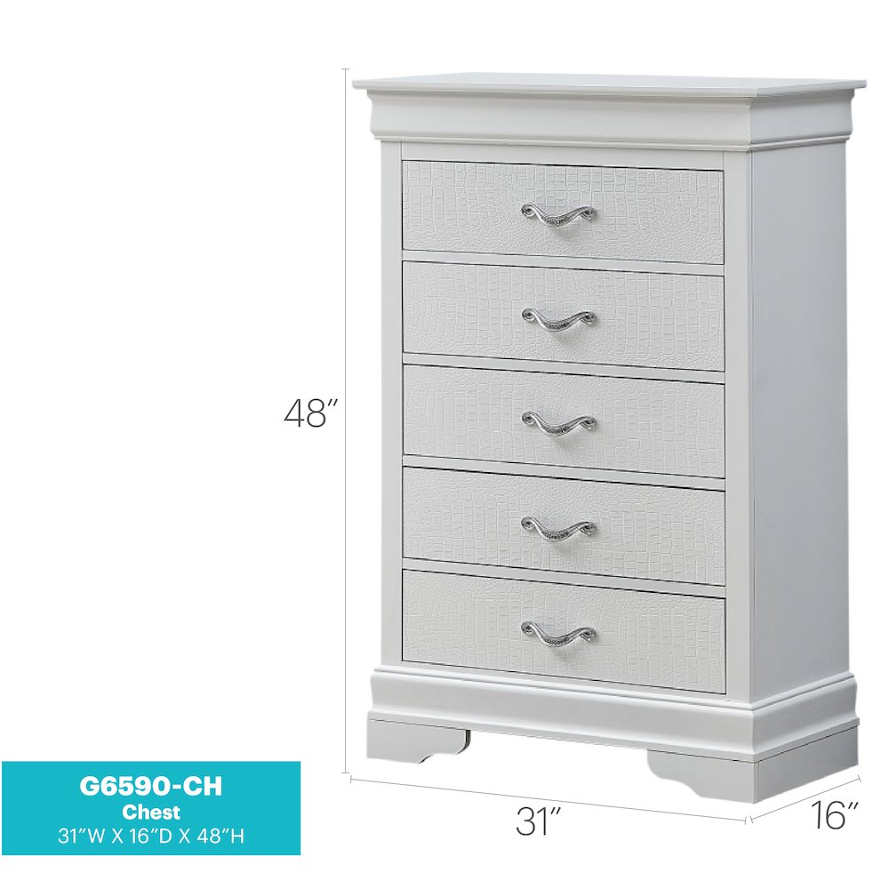 Glory Furniture Lorana Chest in White Color. Picture 8