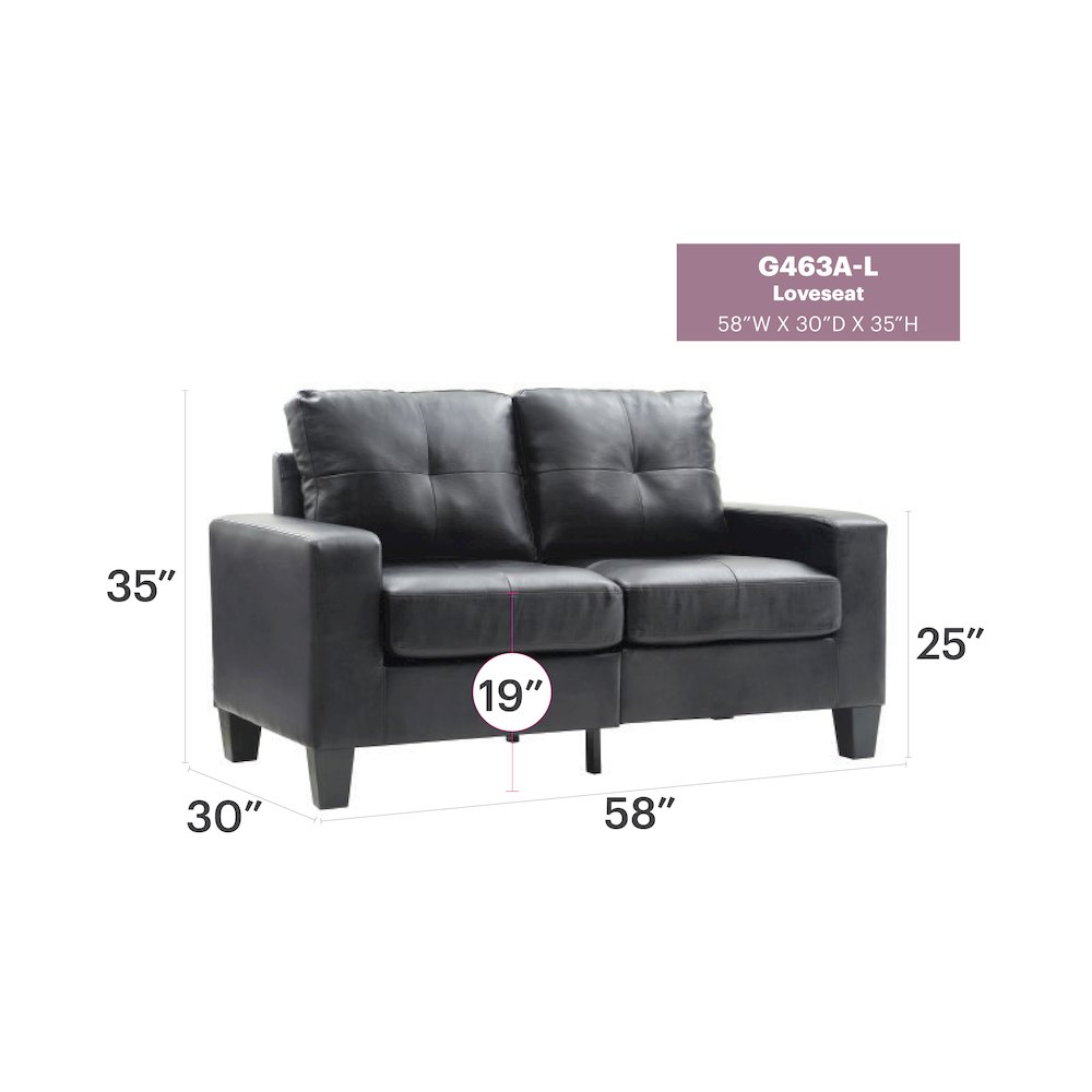 Glory Furniture Newbury Loveseat in Black Color. Picture 7