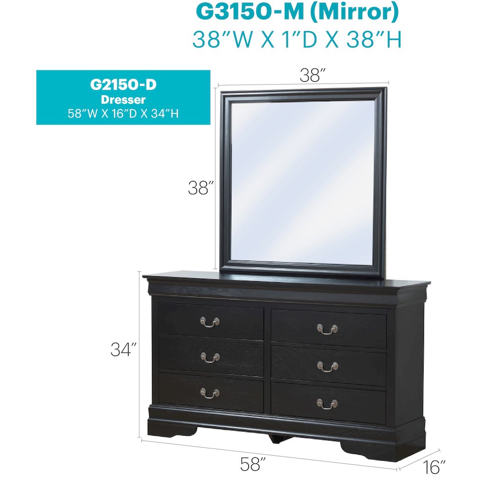 Glory Furniture Lewis   Dresser, Black. Picture 7