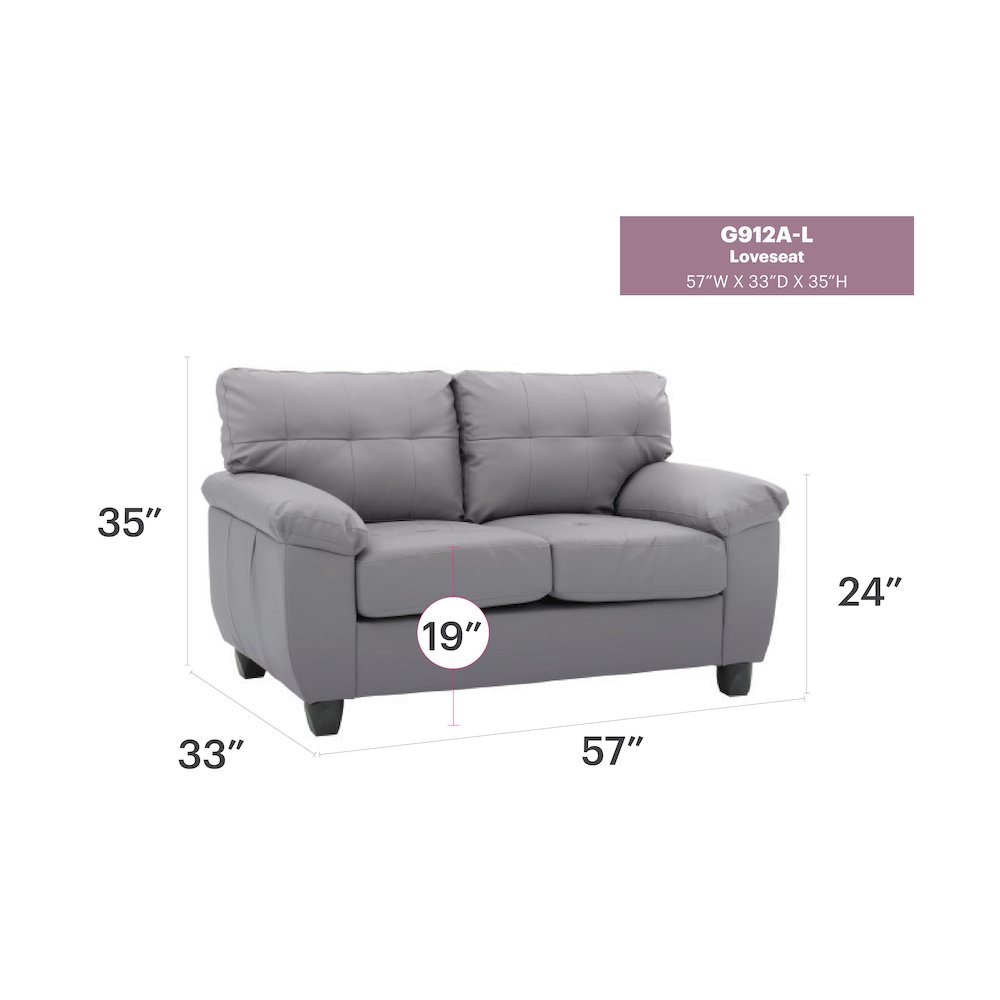 Glory Furniture Gallant Loveseat in Gray Color. Picture 7