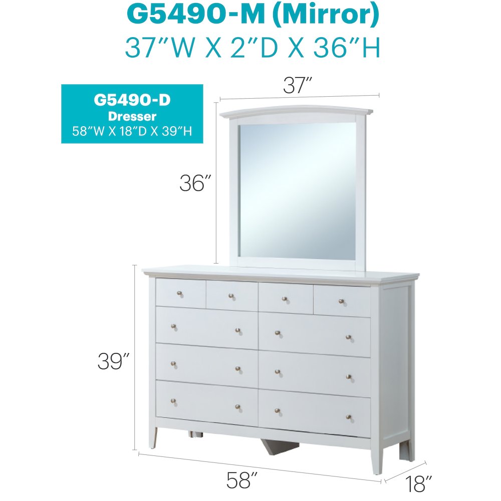 Glory Furniture Hammond Dresser in White Color. Picture 8