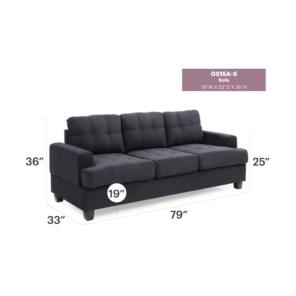 Glory Furniture Sandridge Sofa in Black Color. Picture 6