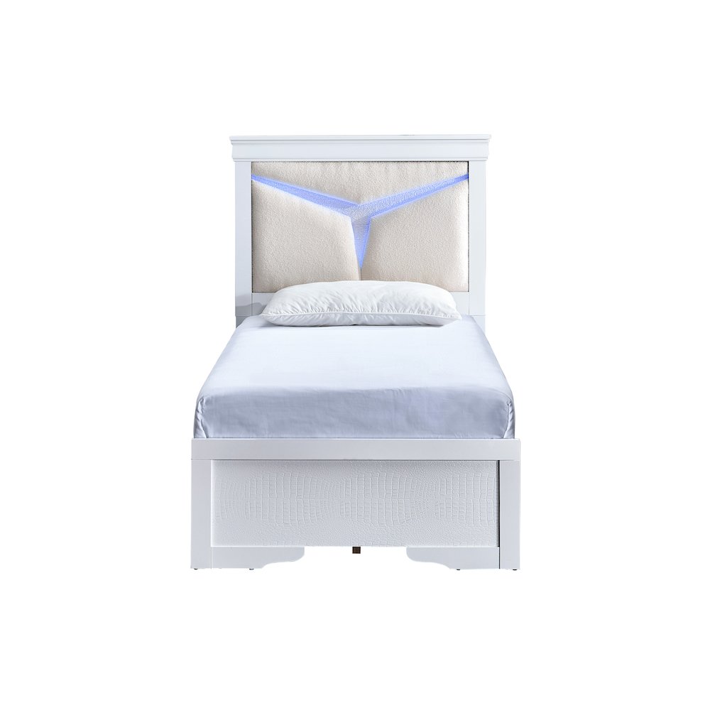 Glory Furniture Lorana Twin Bed, Sparkling White Color. Picture 4