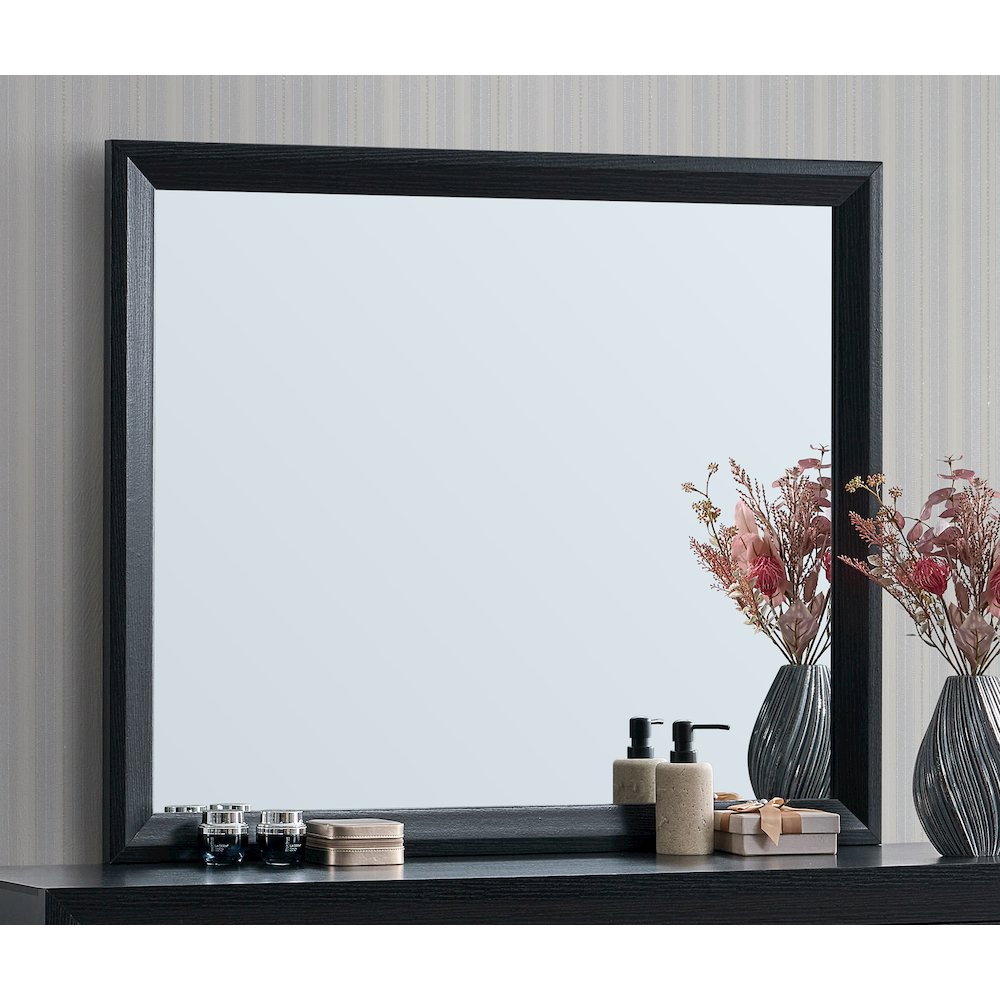 Decorative Wall Mirror, Rustic Framed Accent Mirror Living Room Bedroom, Black. Picture 2