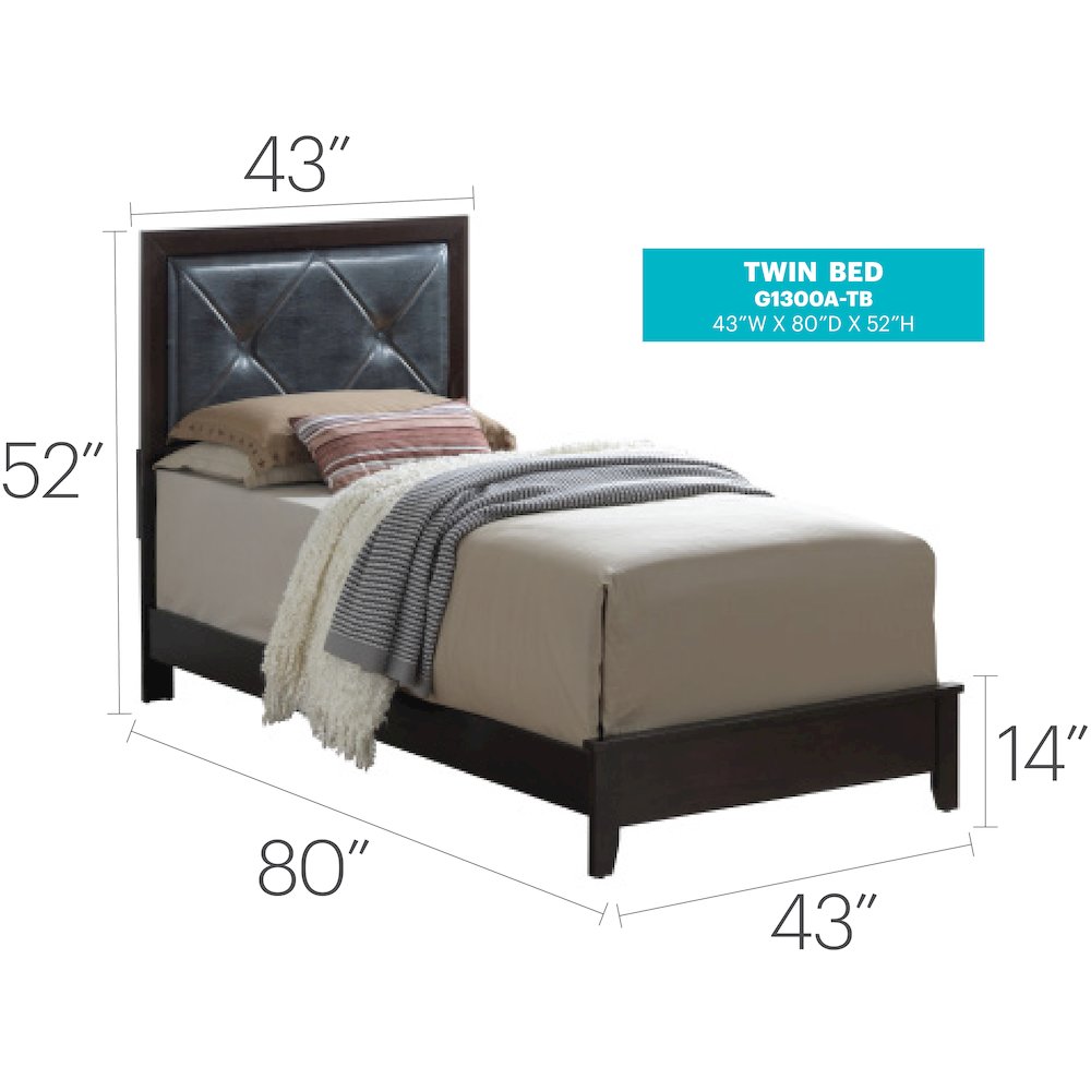 Glory Furniture Primo Twin Bed in Espresso Color. Picture 8