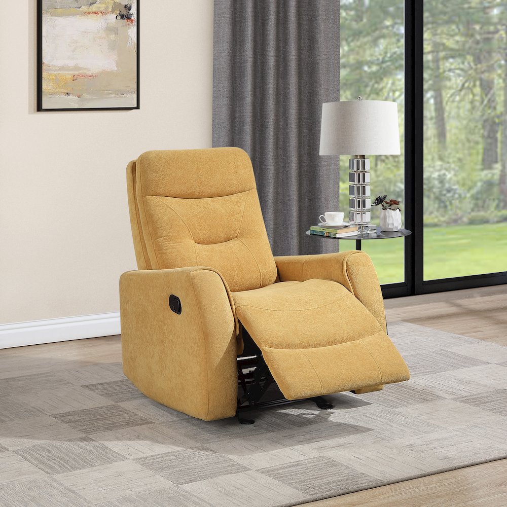 Glory Furniture Paterson Swivel Recliner, Yellow. Picture 2