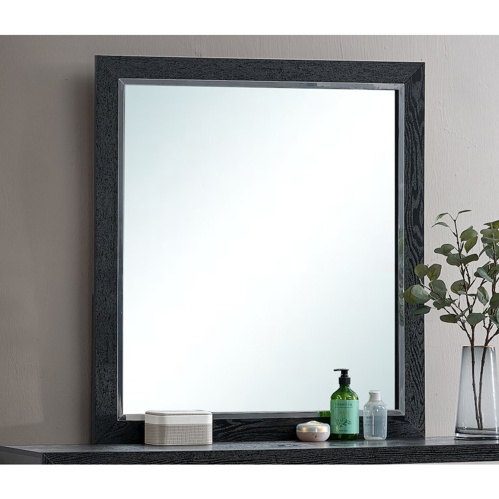 Contemporary Livingston Frame Mirror, Black. Picture 6