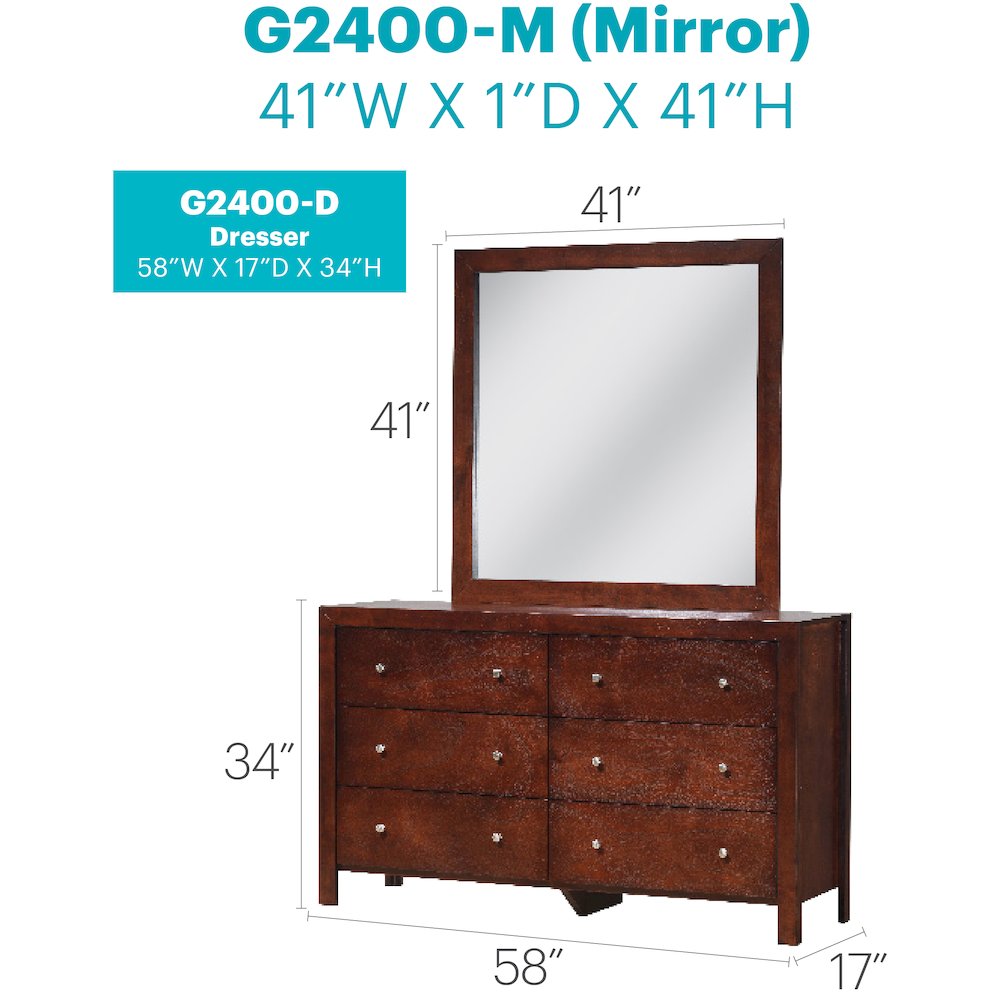 Glory Furniture Burlington Dresser in Cherry Color. Picture 8