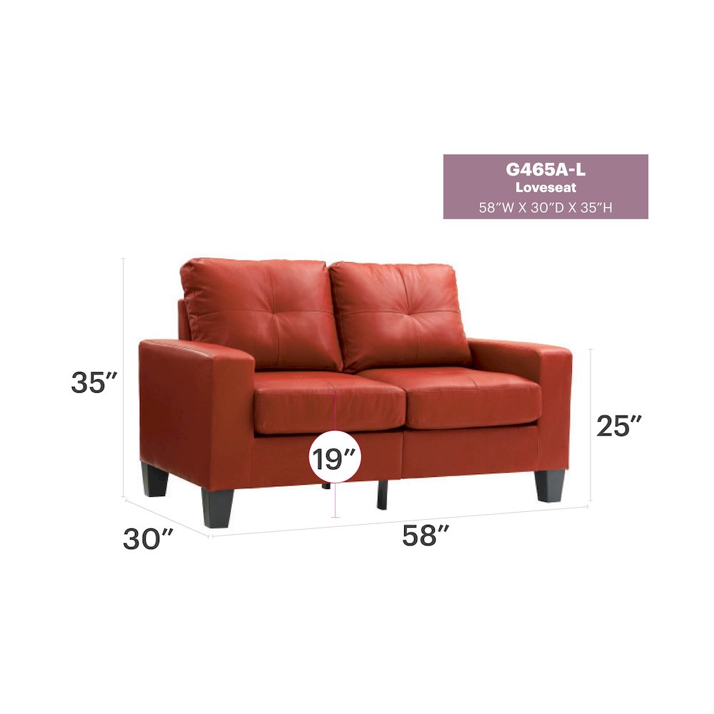 Glory Furniture Newbury Loveseat in Red Color. Picture 7