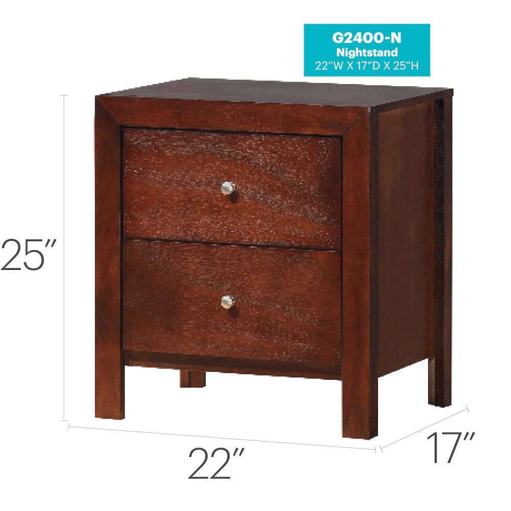 Glory Furniture Burlington Night Stand in Cherry Color. Picture 8
