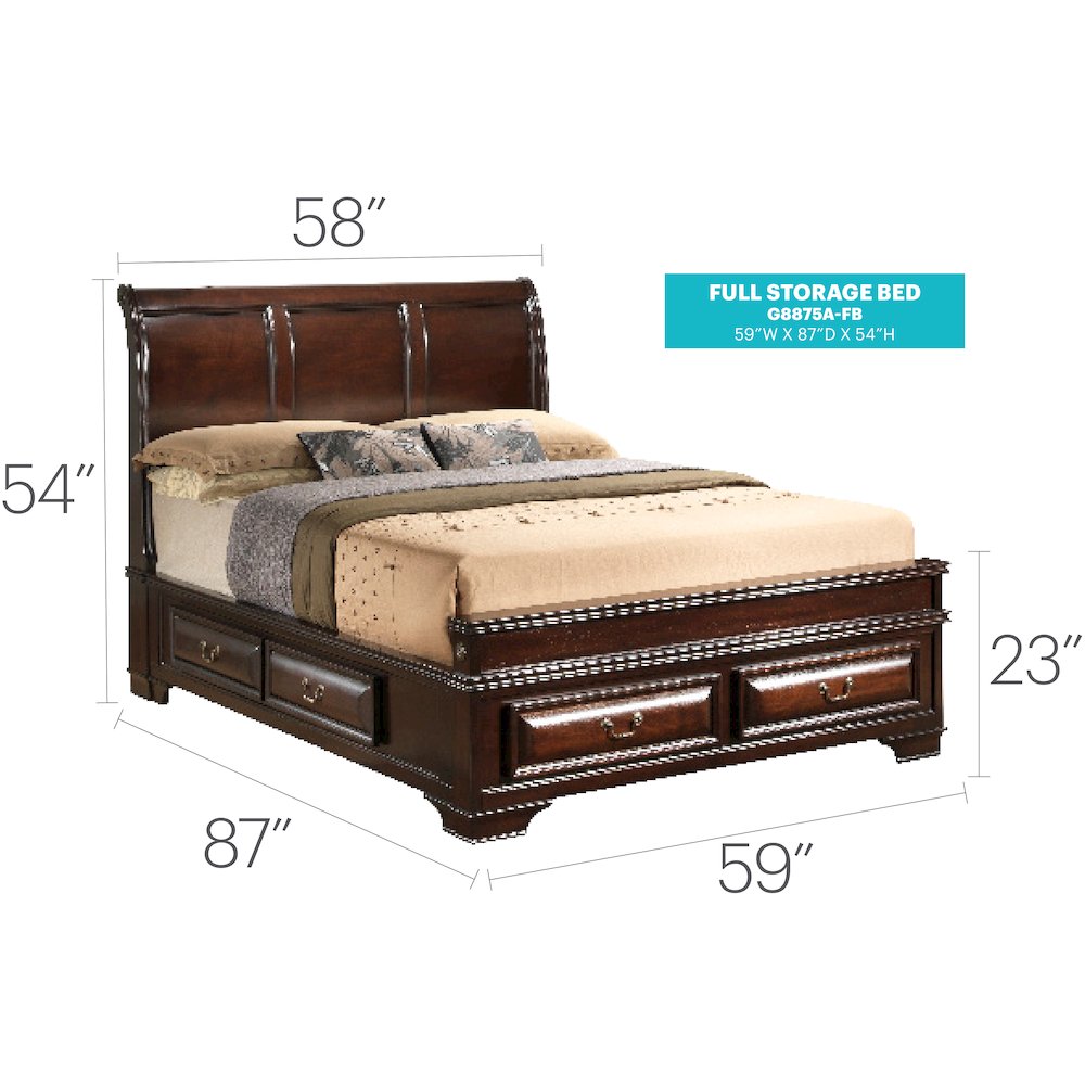 Glory Furniture LaVita Full Storage Bed in Cappuccino Color. Picture 3