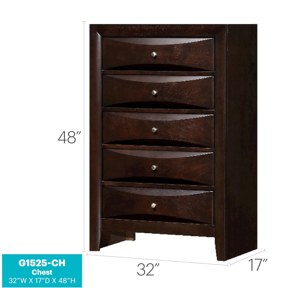 Glory Furniture Marilla Chest in Cappuccino Color. Picture 8