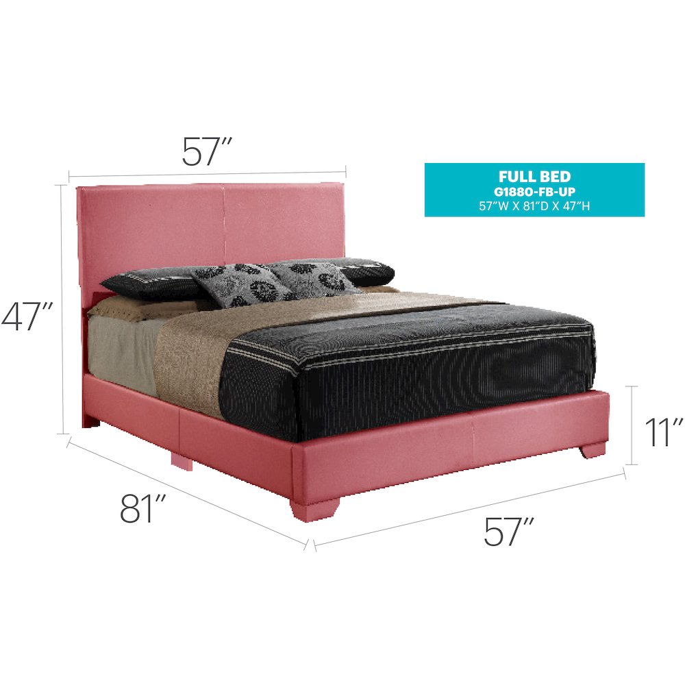 Glory Furniture Aaron Full Bed in Pink Color. Picture 7