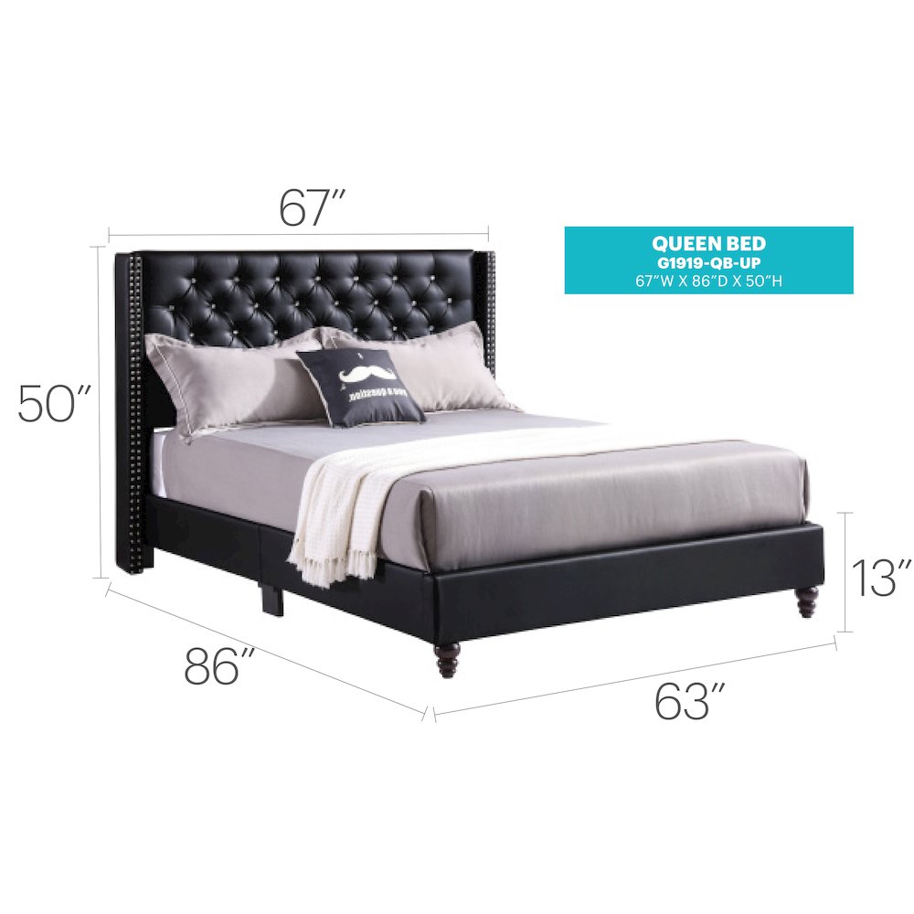 Glory Furniture Julie Queen Bed in Black Color. Picture 8
