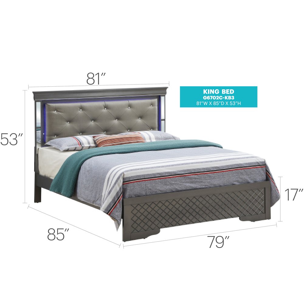 Glory Furniture Verona King Bed in Metalic Black Color. Picture 2