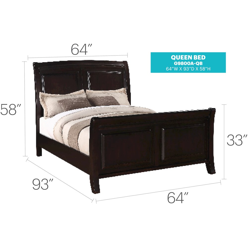 Glory Furniture Ashford Queen Bed in Cappuccino Color. Picture 7