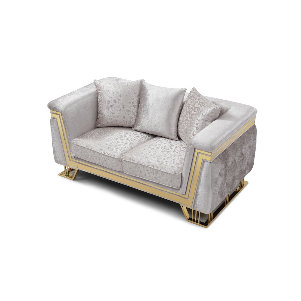 Glory Furniture Rebecca Loveseat , Shiny Silver. Picture 1