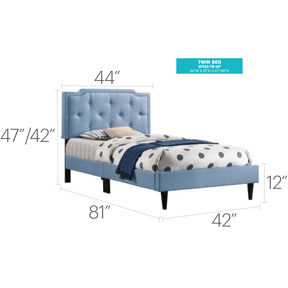 Glory Furniture Deb Twin Bed in Blue Color. Picture 5