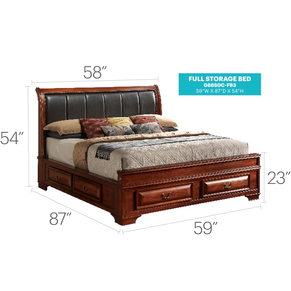 Glory Furniture LaVita Full Storage Bed in Oak Color. Picture 13