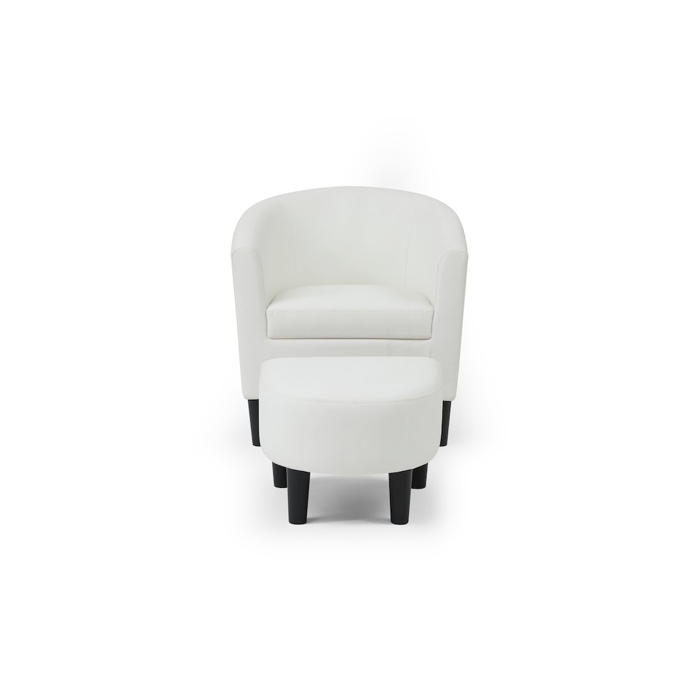 Accent Chair with Ottoman Set, Compact Lounge Chair for Bedroom, White. Picture 3