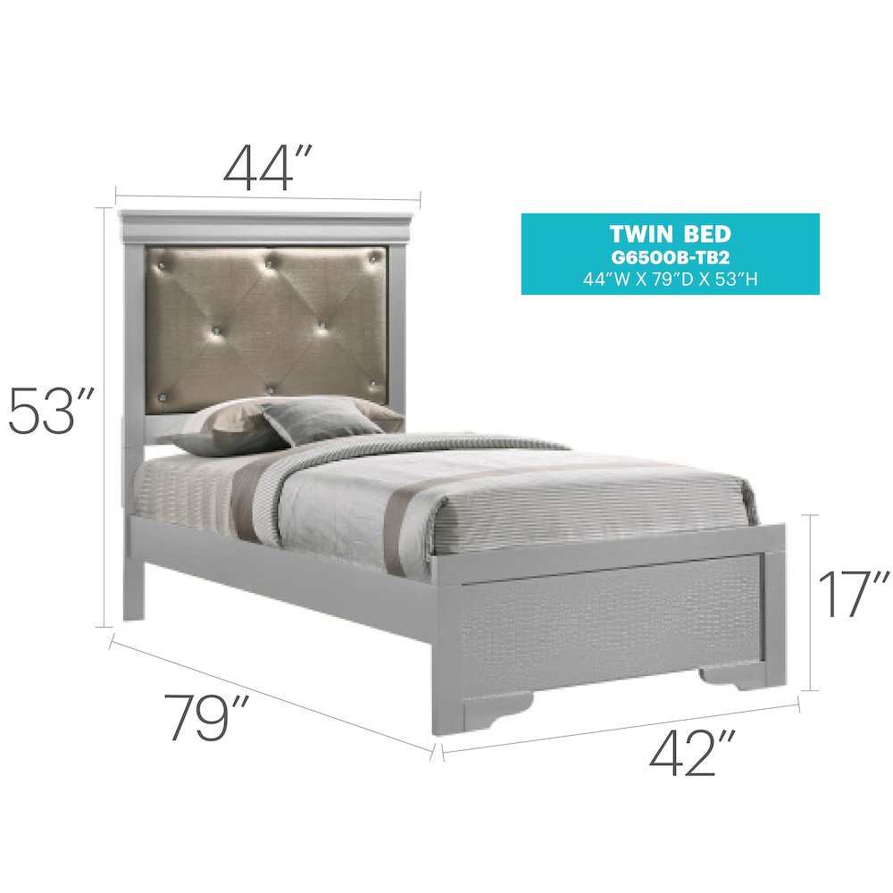 Glory Furniture Lorana Twin Bed in Champagne Color. Picture 7