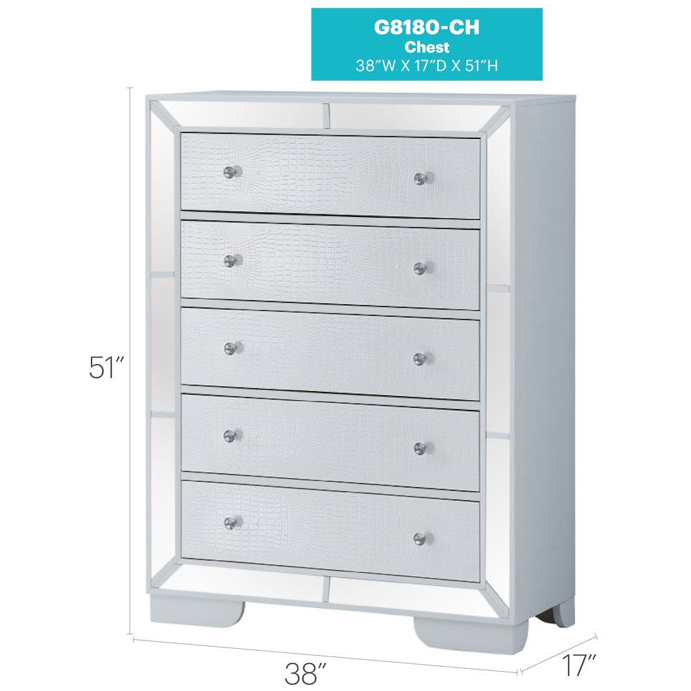Glory Furniture Hollywood_Hills Chest in White Color. Picture 8