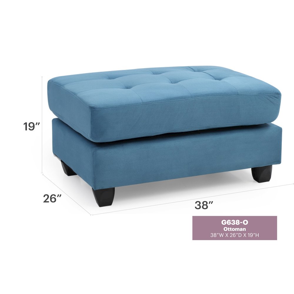 Glory Furniture Malone Ottoman in Aqua Color. Picture 6