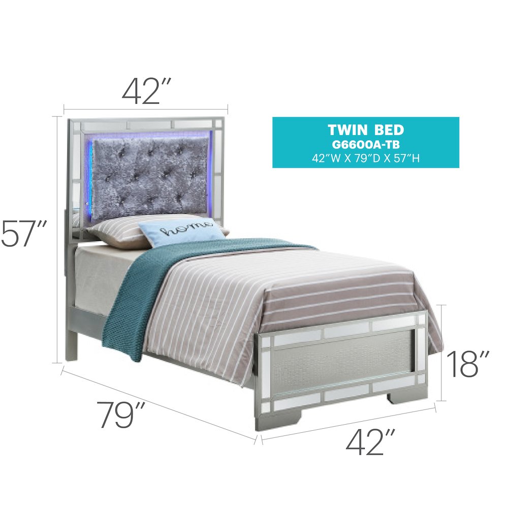 Glory Furniture Madison Twin Bed in Champagne Color. Picture 7