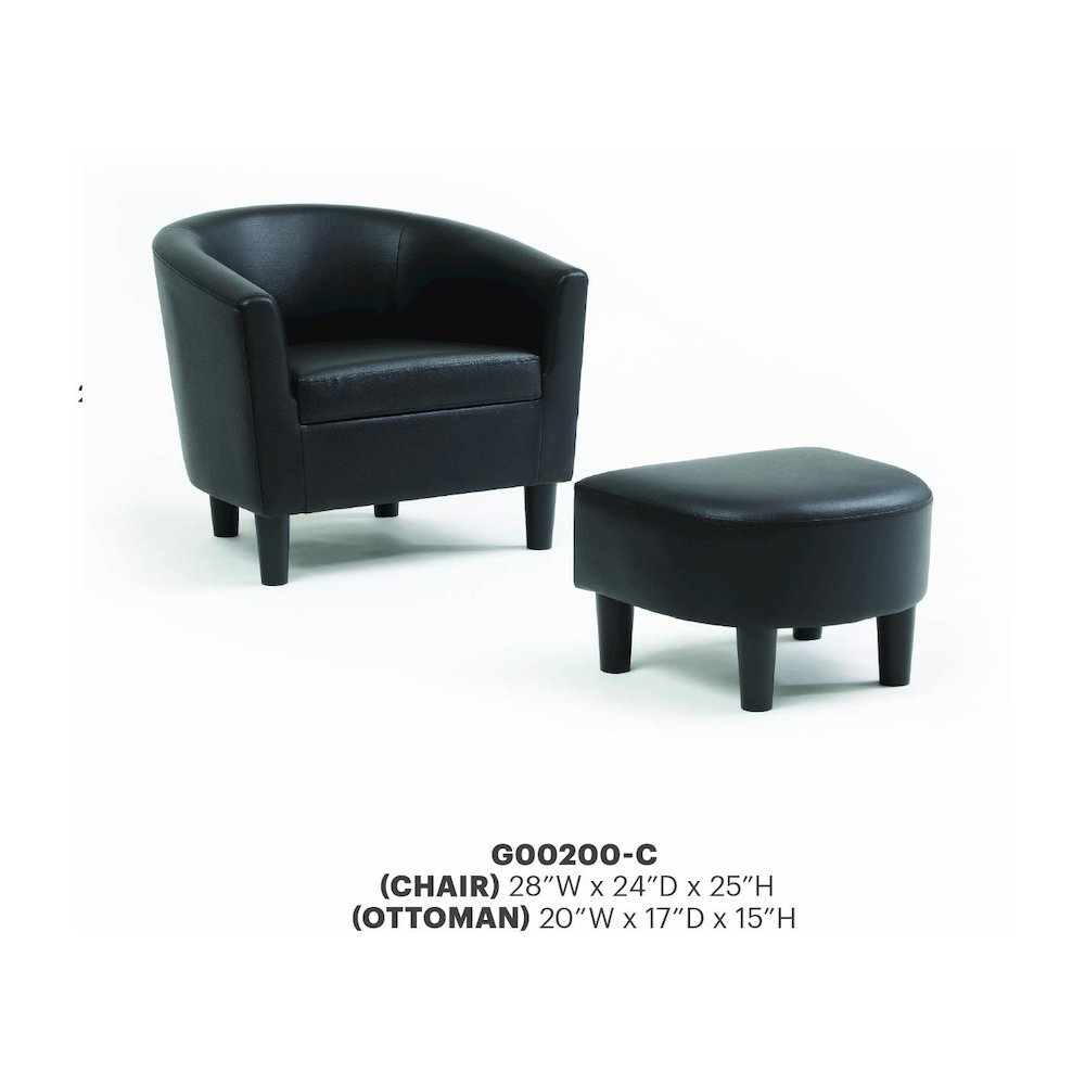 Accent Chair with Ottoman Set, Compact Lounge Chair for Bedroom, Black. Picture 7