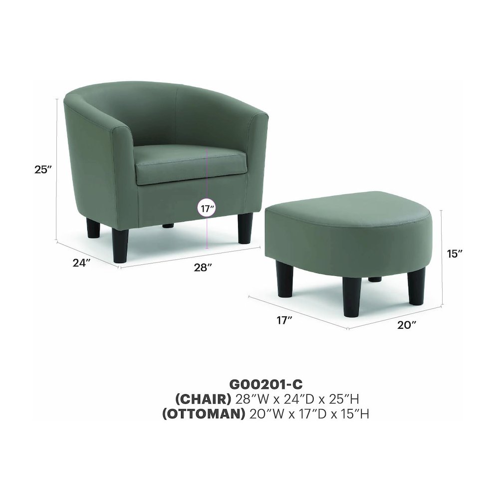 Accent Chair with Ottoman Set, Compact Lounge Chair for Bedroom, Gray. Picture 7