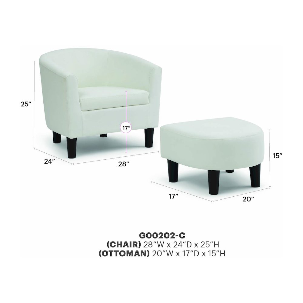 Accent Chair with Ottoman Set, Compact Lounge Chair for Bedroom, White. Picture 7