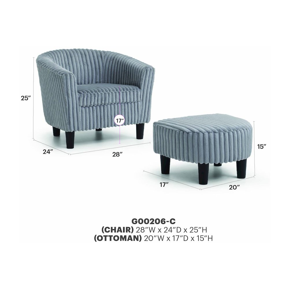 Accent Chair with Ottoman Set, Compact Lounge Chair for Bedroom, Gray. Picture 7