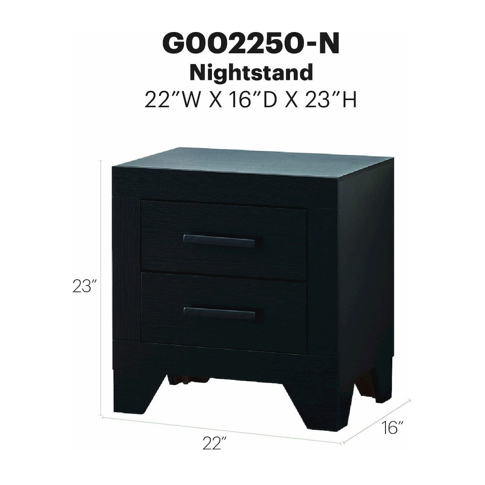 2-Drawer Nightstand with Modern Handles, Wood Grain Bedside Table for Bedroom. Picture 7