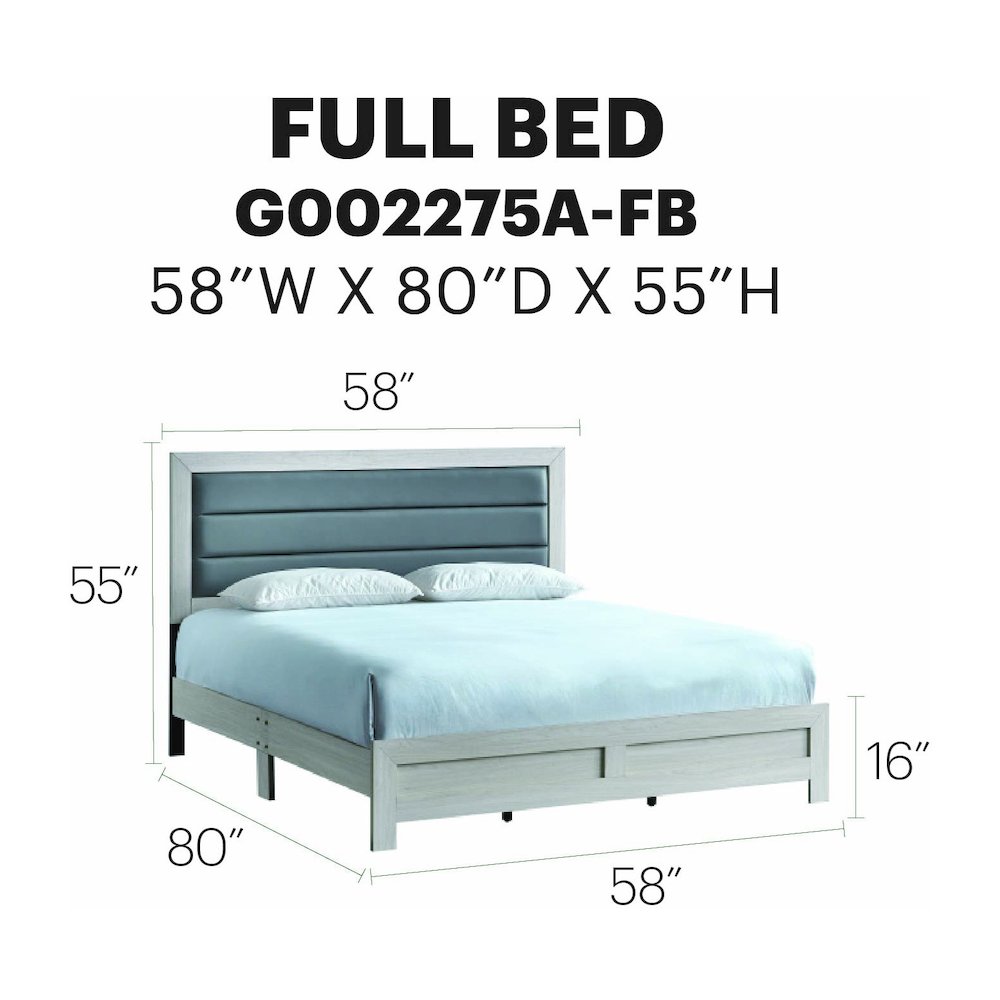 Wooden Platform Bed Frame with Headboard, Bedroom Bed Furniture, Beige, Full. Picture 7