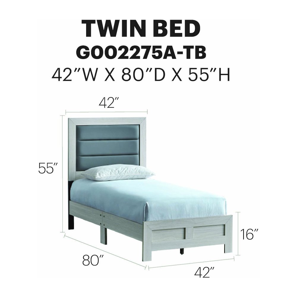 Wooden Platform Bed Frame with Headboard, Bedroom Bed Furniture, Beige, Twin. Picture 7