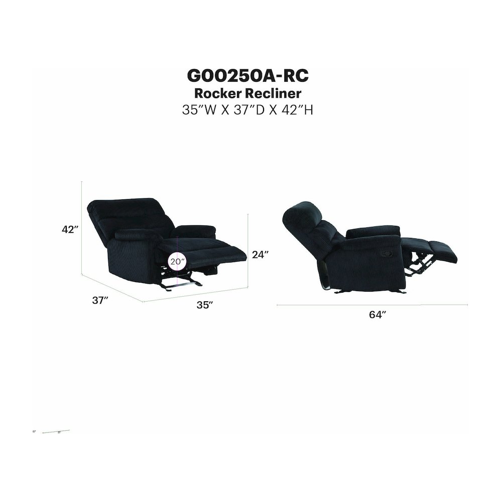 Glory Furniture Lucie Glider Recliner, Black Color. Picture 7