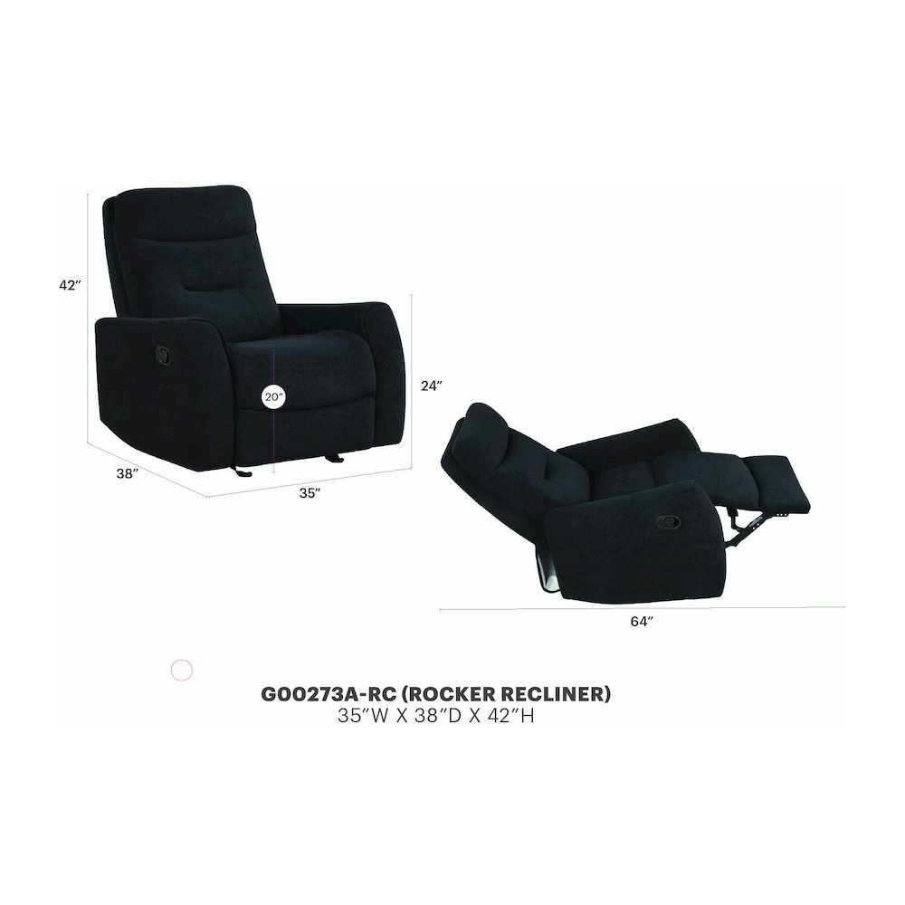 Glory Furniture Paterson Swivel Recliner, Black. Picture 7